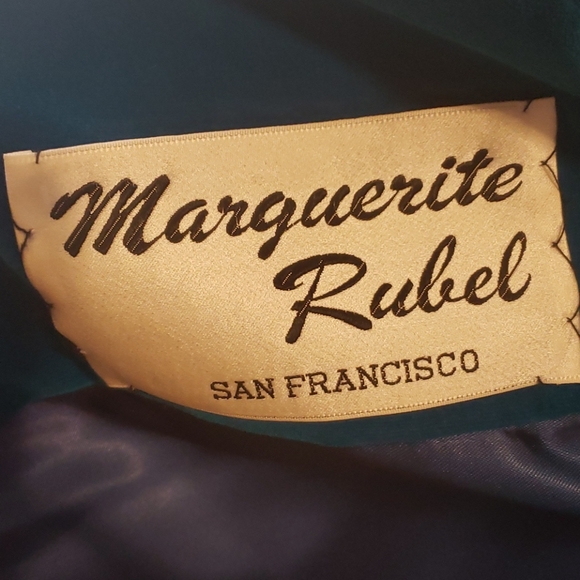Vintage Marguerite Rubel San Francisco Teal Blue Velvet Women's Dresscoat - Picture 10 of 10